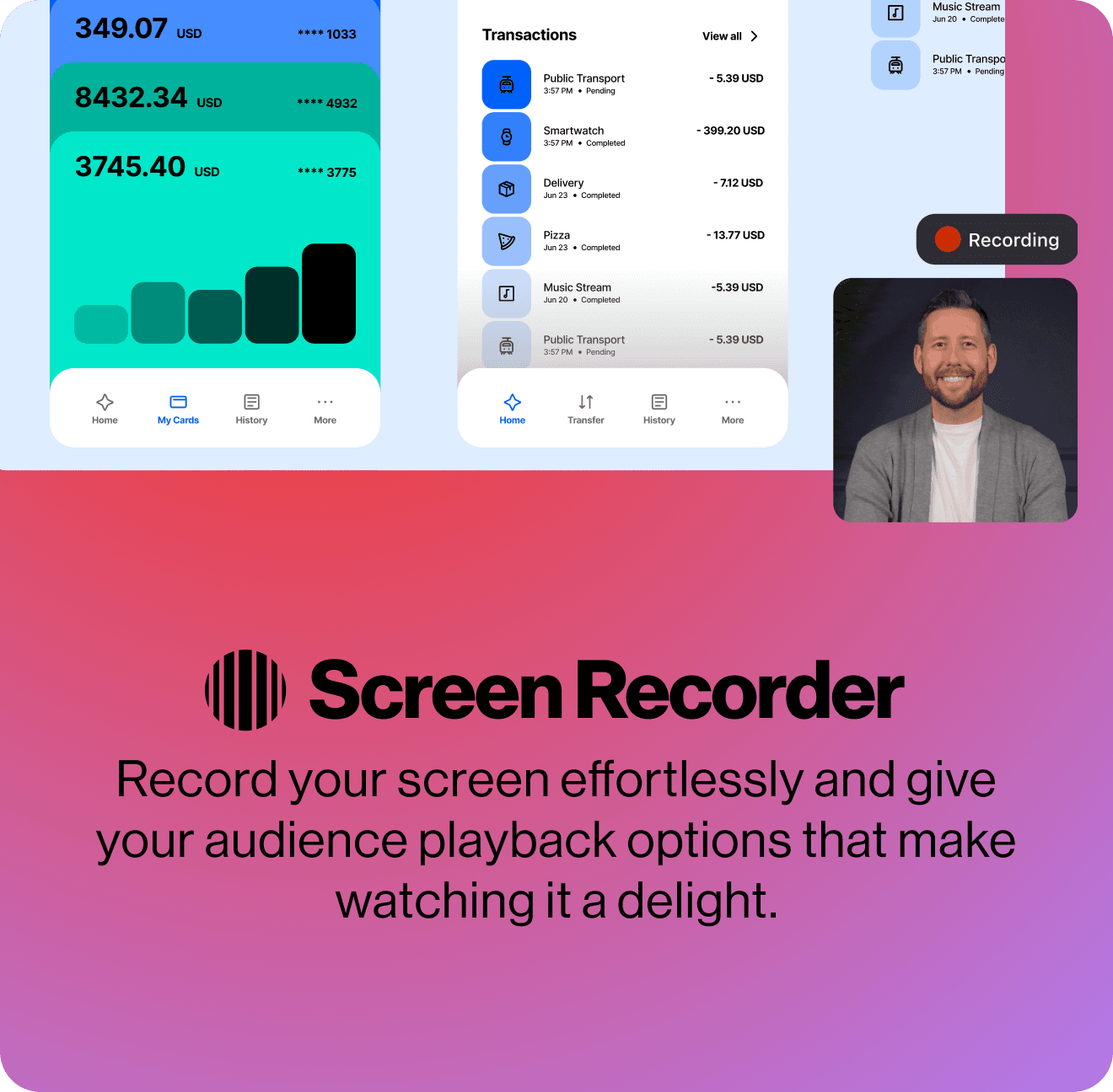 Airtime mobile screen recorder interface