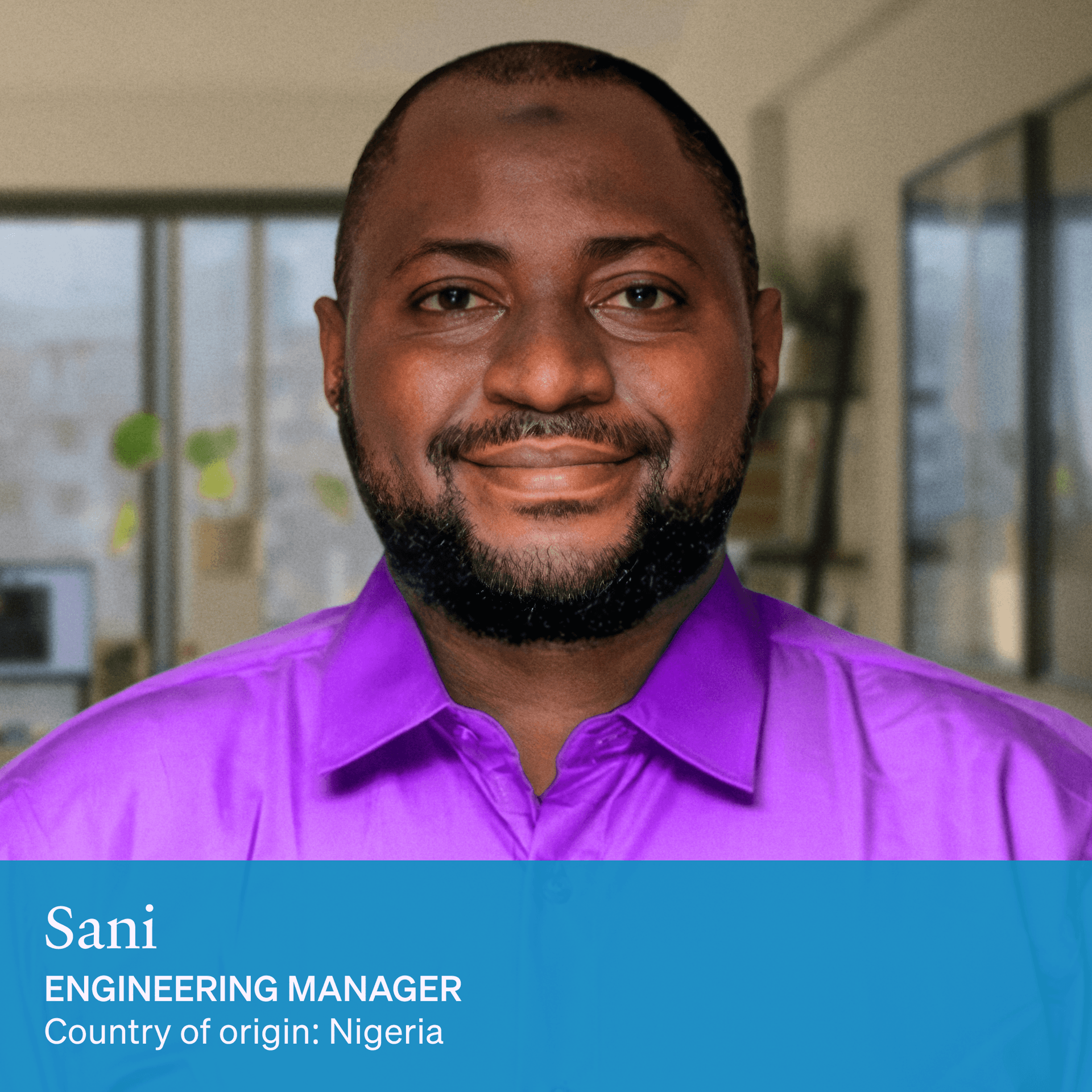 Portrait of Sani, Engineering Manager at Sora Union