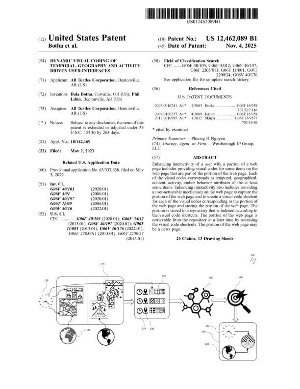 United States Patent - Dynamic visual coding